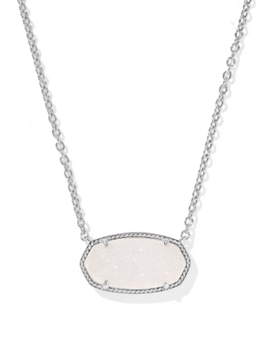 Elisa Rhod Iridescent Drusy Silver Necklace