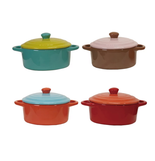 1-1/3 Cup Stoneware Two-Tone Baker with Lid