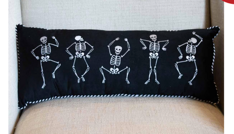 Dancing Skeletons Lumbar Pillow 10" w X 24" h