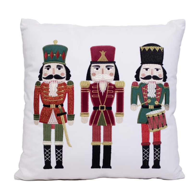 Nutcracker Trio Pillow.   18" w X 18" h