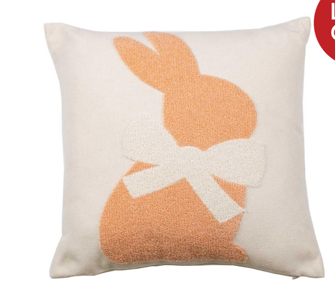 Embroidered Bunny Pillow. 16" w X 16" h