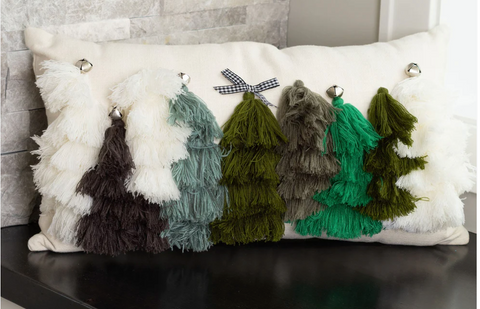 Christmas Tassel Trees 12x22 Lumbar Pillow