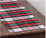 48" White Tartan Table Runner. 48" X 14"