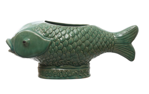 Debossed Stoneware Fish Planter