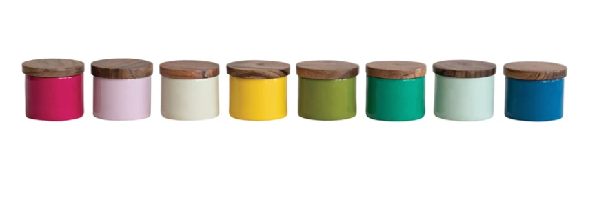 Metal Mini Pinch Pot with Acacia Wood Lid