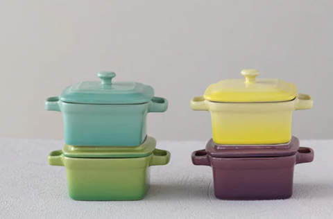 Stoneware Mini Square  Baker w Lid