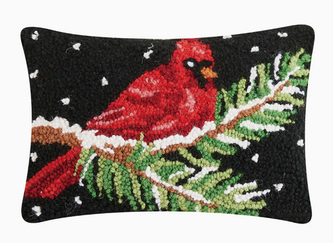 Cardinal On Branch Hook Pillow
