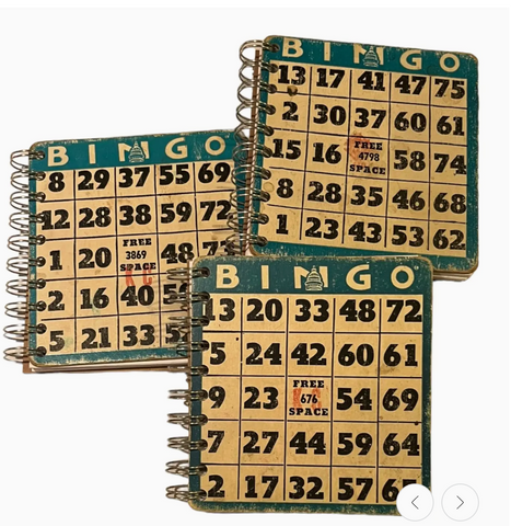 Upcycled Vintage Blue Bingo Card Journal