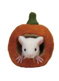 Round  Wool Felt Pumpkin with Mouse