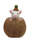 Round  Wool Felt Pumpkin with Mouse