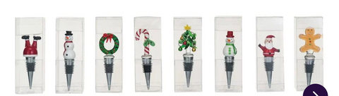 Wine Stopper w Hand-Painted Glass Holiday Icon