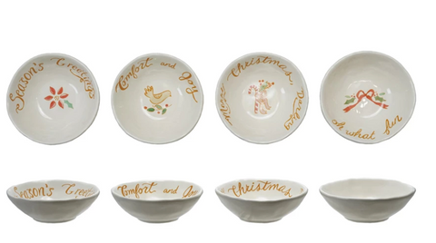 Stoneware Bowl with Holiday Saying
