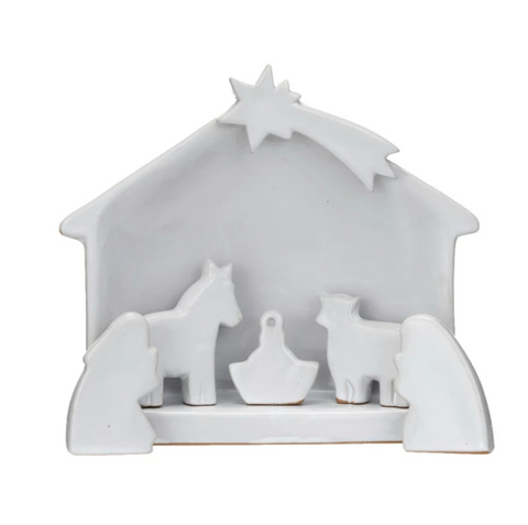 Stoneware Nativity  White ( Set of 6  )