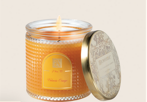 Valencia Orange - Textured Glass Candle w/ Tin Lid