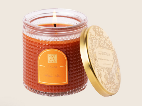 Pumpkin Spice - Textured Glass Candle w/ Tin Lid