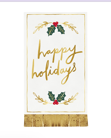 Fringe Paper Guest Napkins - Happy Holidays