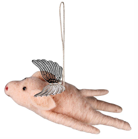 Flying Pig Ornament, Felt