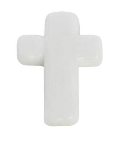 Tiny Glass Cross - White