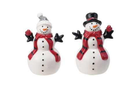 Stoneware Snowmen Salt & Pepper Shakers