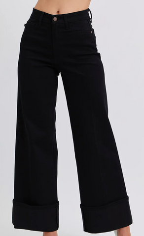 JB High Waisted Black Retro Wide Jeans