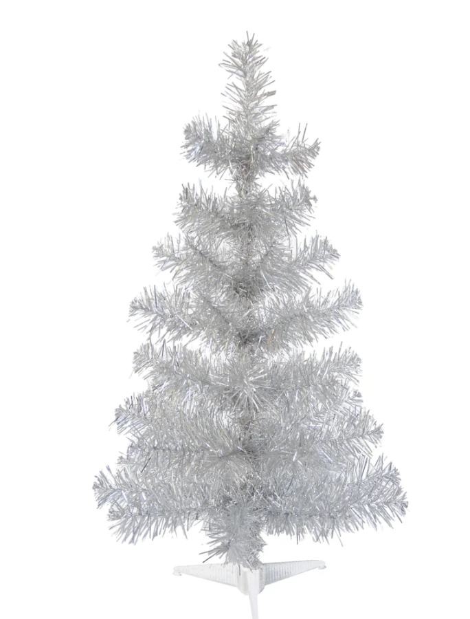 Silver Tinsel Mini Tree