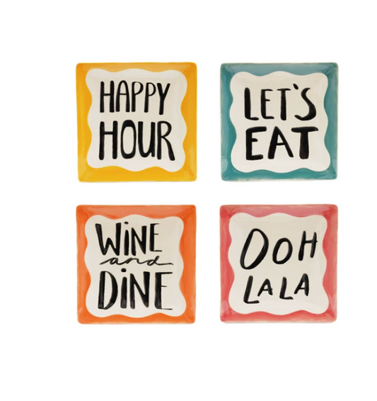 Stoneware Dish w/ Wax Relief Culinary Saying