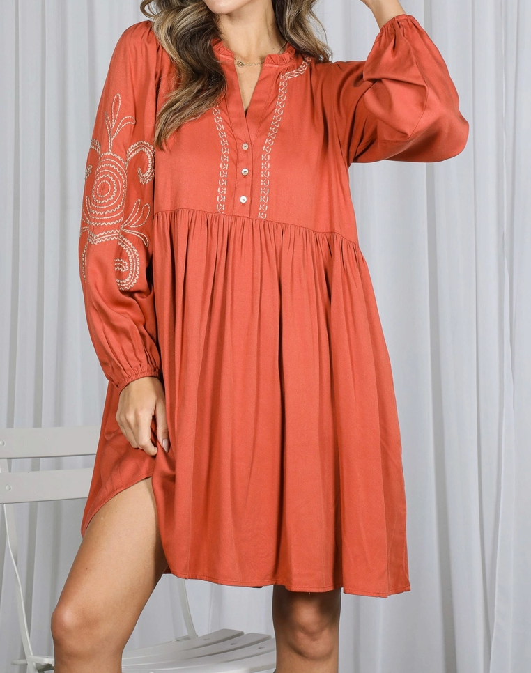 Paisley Embroidered VNeck  Dress