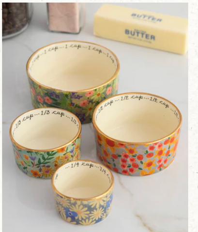 Ceramic Nesting Measuring Cups - Rainbow Floral