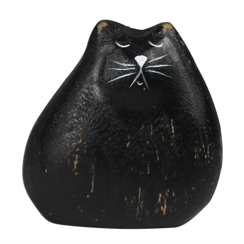 Wooden Cat -Black - Small