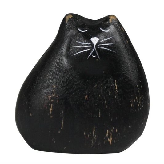Wooden Cat -Black - Small