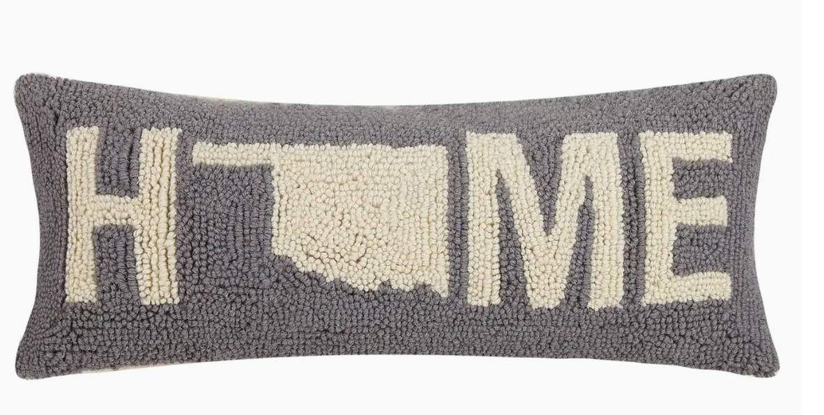 Oklahoma Home Hook Pillow - Oblong Shape 8" X 20"