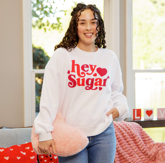 Hey Sugar L/S Crew Neck Valentines  Fleece