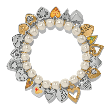 One Heart Pearl Stretch Bracelet JF0426