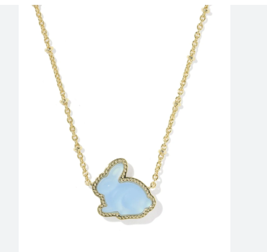 Bunny Short Pndnt Nck Gold Matte Light Blue