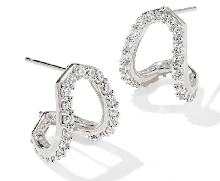 Daphne Pave Huggie Ear Rhod White