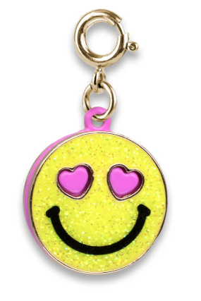 Gold Glitter Smiley Face Charm