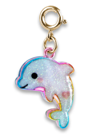 Gold Glitter Tie-Dye Dolphin Charm