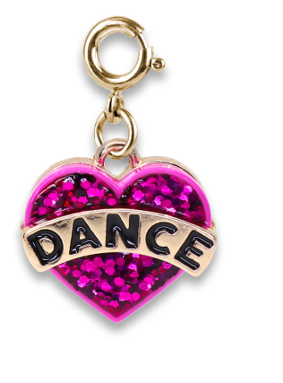 Gold Glitter Dance Heart Charm
