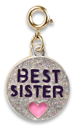 Gold Glitter Best Sister Charm