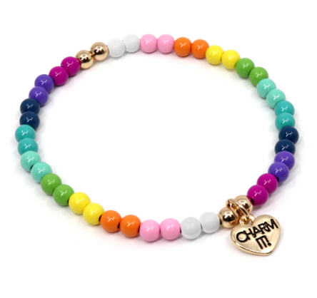 CHARM IT! Gold Rainbow Stretch Bead Bracelet