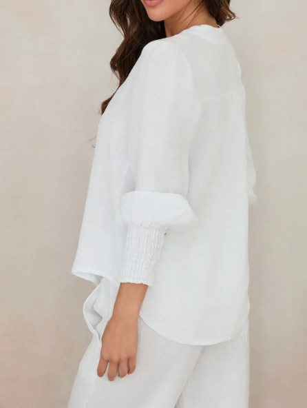 Angel White Button Down Linen Made in Italy