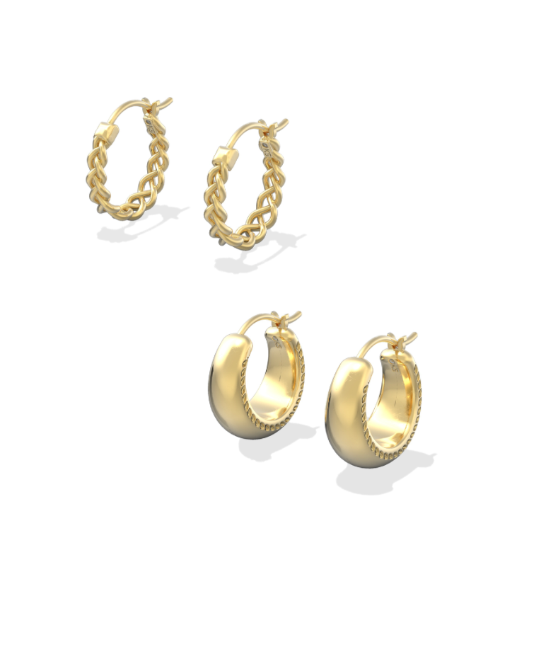 Gabriella Set Gold Huggie Earrings