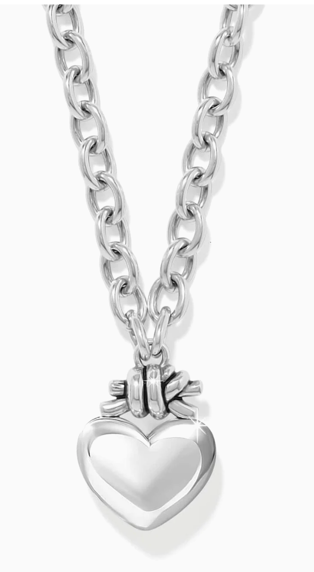 JM0207 INTERLOK LOVE KNOT LARGE HEART NECKLACE