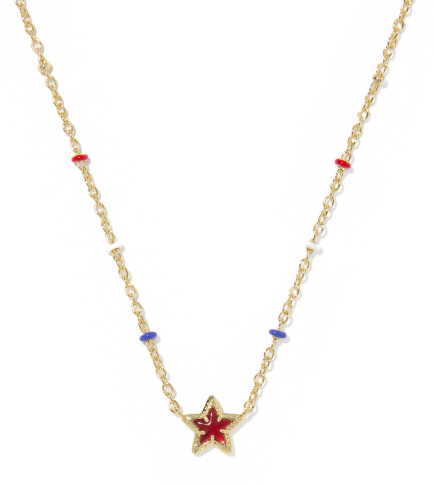 Mini Cassidy Necklace Gold Red