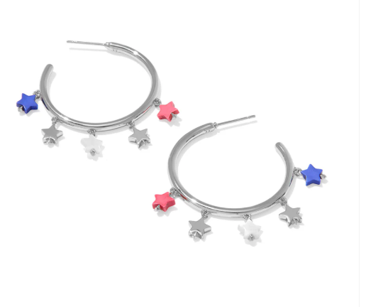 Camila Hoop Earring Rhod  Red White Blue Mix