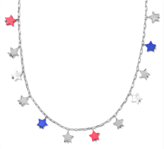 Camila Strand Necklace Rhod Red White Blue Mix