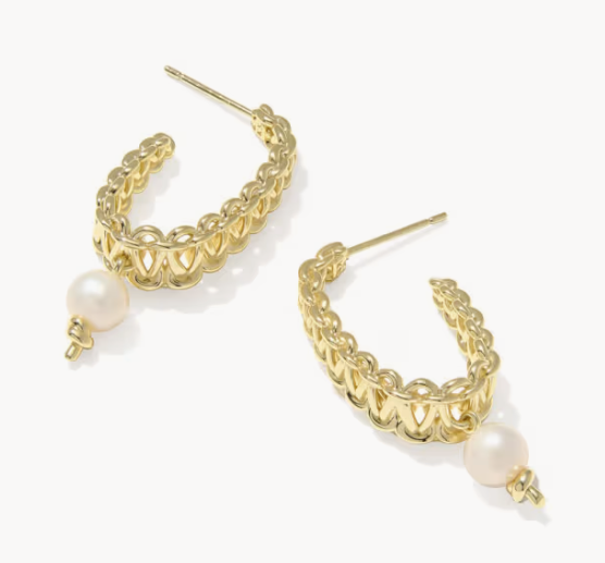 Gabriella Pearl Hoop Gold Pearl Earrings