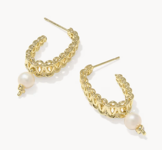Gabriella Pearl Hoop Gold Pearl Earrings