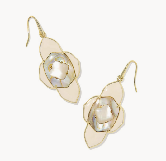 Abbie Medallion Drop Earrings Gold Neutral Mix
