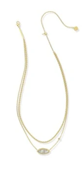 Ophelia Multi Strand Necklace Rhod Mint Iridescent Abalone
